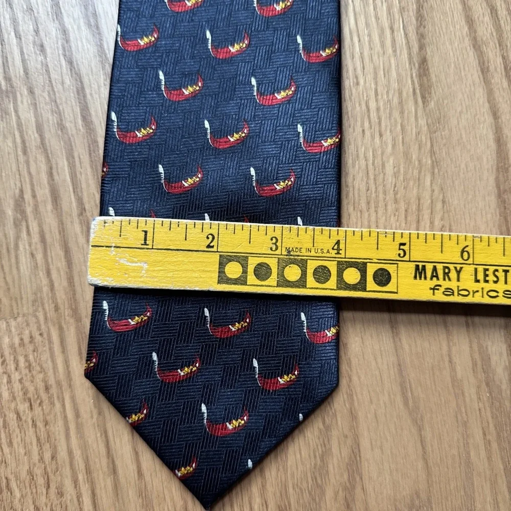 Giorgio Mariani Italy Silk Tie Blue Red Venice‎ Gondola Nautical Vintage 58
